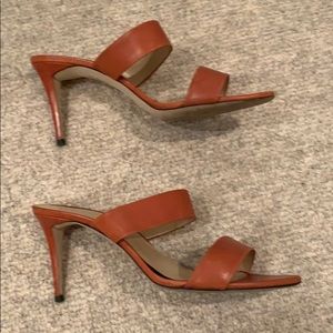 J CREW Lena Heeled Sandal dark cognac color